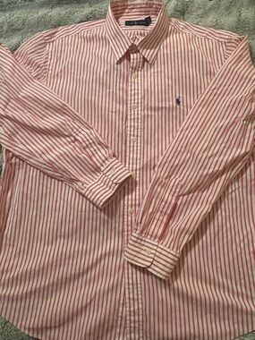 Ralph Lauren Men’s Pink & White Striped Cotton Dress Shirt